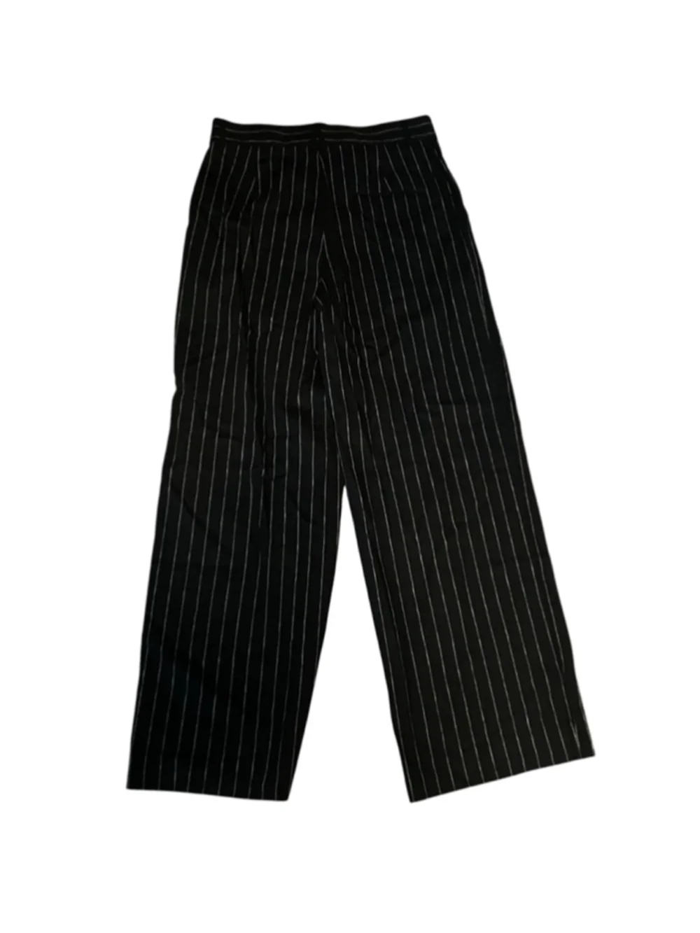 Banana Republic Black White Pinstripe Wide Leg Linen Blend Pants Size 12